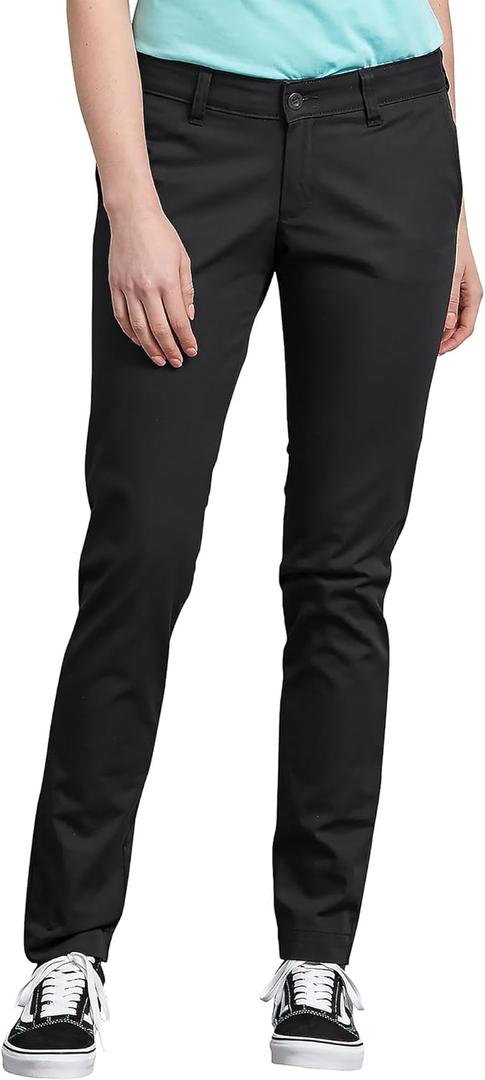 Dickies Womens Mid-Rise, Skinny Stretch Twill Pant (6, Rinsed Black)