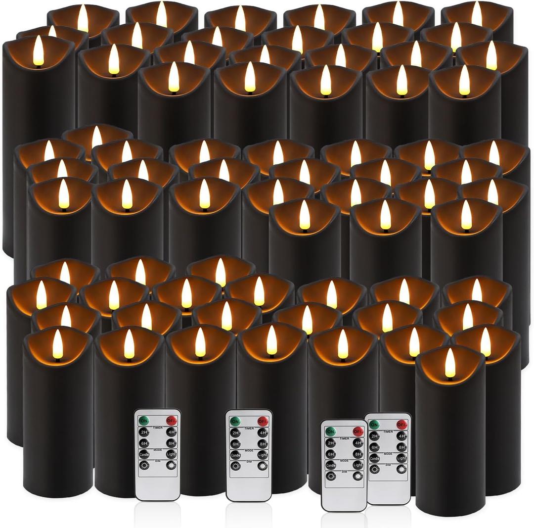 72 Pack Black Flameless LED Simulation Candle with Remote Control