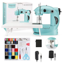 Magicfly Mini Sewing Machine with Extension Table, Dual Speed Portable Sewing Machine for Beginners with Light, Sewing Kit for Household Use, Blue