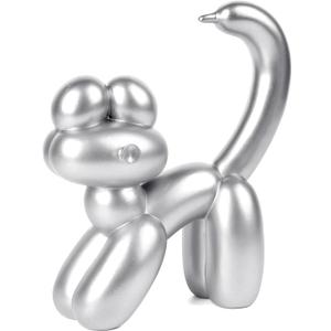 Cute Balloon Cat Decor - 7.8 Inch Handmade Modern Balloon Animal Decor, Aesthetic Room Shelves Cute Statue Home Dcor, Bedroom Sculpture Desk Whimsical Gift for Cat Lovers(Sliver) (Large, Silver)