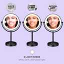 Conair Lighted Makeup Mirror, Double-Sided LED Vanity Mirror with 1X/10X Magnification, 3 Light Settings, 3 Modes, 360 Rotation, Matte Black Finish
