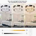 11.8" Modern Crystal Flush Mount Chandelier Ceiling Light Dimmable remote | LED Crystal flush mount dimmable remote control ceiling light Fixture for Bedroom Kitchen Dining Room
