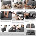 Genina Recliner Loveseat Covers with Console, Stretch Reclining Sofa Covers, 2 Seater Couch Cushion Stripe Jacquard Recliner Slipcovers,Furniture Protector Covers for Pet (Chocolate)