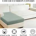 Sofa Covers Couch Covers for Sofa Pet Friendly Couch Cushion Covers Universal Sofa Covers Washable Stretch Slipcovers for Sectional Sofa (Texture Green,Chaise Cover)