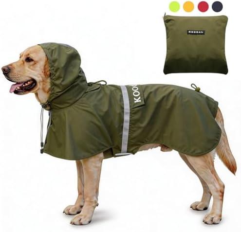 KOOGAL Pet Large Dog Raincoat Apparel Poncho Waterproof for Medium Large Sized for Dog Raincoat Clothes Jacket (4XL, Green)
