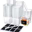Jinei 50 Pcs 16 oz Plastic Deli Containers with Lids Clear Square Food Storage Containers Stackable Airtight Square Container with Lids with 9 Labels and Marker for Kitchen Storage Meal Take out
