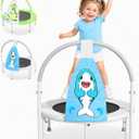 ZCMHAXJ 36" Toddler Trampoline, 3FT ASTM Certified Foldable Mini Trampoline for Kids with Animal Pattern, Kids Trampolines Indoor with Foam Handle, Gifts for Boys&Girls