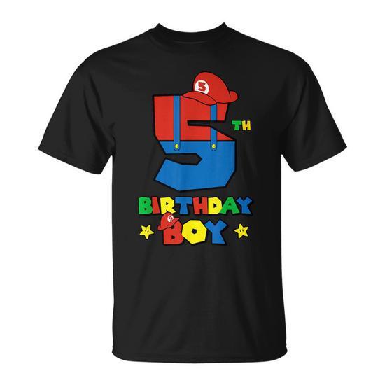 Kids 5th Birthday Boy Super Gamer Gaming Theme BDay Party Boys TShirt, Size S