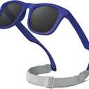 4 x RIVBOS Baby Sunglasses Boys&Girls with Strap UV400 Polarized Flexible for Toddler,Infant and Newborn(0-24month) RBK0231 (Navy Blue&grey Lens)
