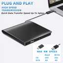 Ziweo External CD DVD Drive, Portable USB 3.0 Type-C CD Burner CD +/-RW Drive DVD Player for ROM Rewriter Burner Compatible with Laptop Desktop PC Windows MacBook Linux Mac OS