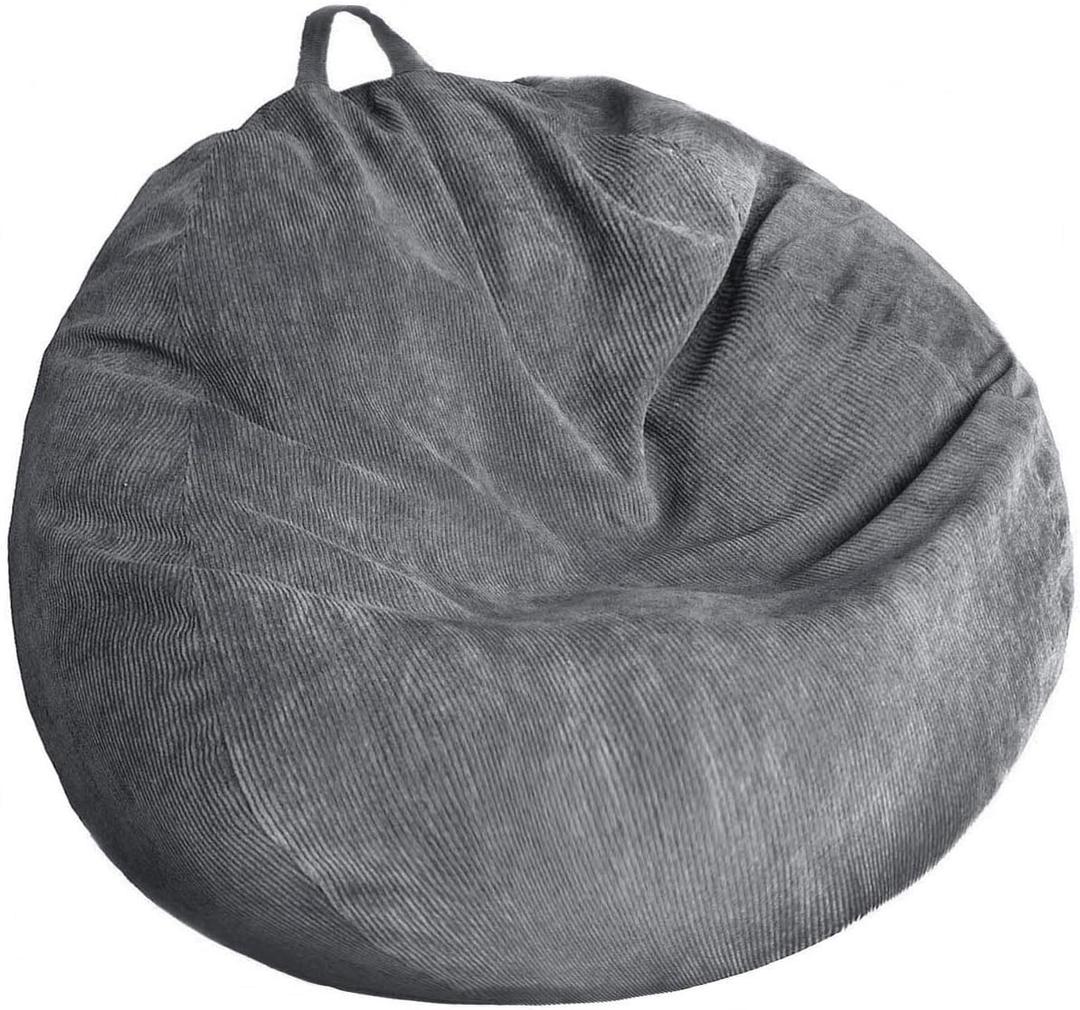 Stuffed Animal Storage Bean Bag Chair Cover (No Filler) Washable Ultra Soft Corduroy Bean Bag Cover for Organizing Plush Toys or Textile, Sack Bean Bag for Adults, Teens