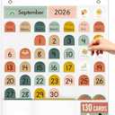 Classroom Monthly Calendar Pocket Chart for Kids Learning, 105 Cards Wall Boho Calendar and Weather, Teacher Supplies for Kindergarten Preschool Elementary Homeschool