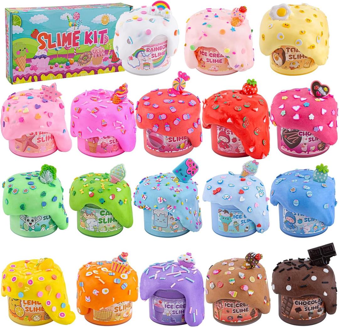 LAWOHO 18 Pack Slimes, Slime Kids, Cloud Butter Fluffy Slime kit for Girls Ages 8-12,Toys for Girls and Boys,for Kids Slime Set Party kit Goodie Bag Stuffers,Classroom Reward, Party Supplies