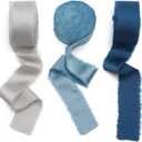 CT CRAFT LLC Frayed Satin Silk Ribbon 1" x 10 Yards x 3 Rolls Pearl Grey Dusty Blue Midnight Blue for Christmas Home Decor Gift Wrapping DIY Crafts Wedding Invitation Bouquets, Pearl Grey/Dusty Blue/Midnight Blue