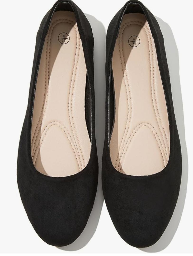 Shupua Flats for Women Round Toe Flat Shoes Dressy Black Ballet Flats Comfortable Women's Dress Shoes Ballerina Flats for Work, 11/45