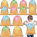 Sunnymove 16 Pcs Ice Cream Party Favor Bags Cute Ice Cream Summer Drawstring Backpacks Sweet Candy Goodie Treat Gift Bags for Birthday Pool Party Two Sweet Birthday Wedding Decorations Donut Decor