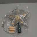 JOIEDOMI 9 inch Silver PVC Star Christmas Tree Topper, with 10 Warm White Light Glitter Swirl Battery Powered Indoor Decorations for Home Holiday Xmas Party