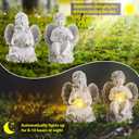 2 Pack Outdoor Angel Statue Garden Decor, Classic Solar Angel Figurine Decoration for Yard Art Indoor Porch Home Lawn Outside Light up Cherub Sculpture Guardian Wings Angel Memorial Gifts Christmas