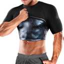 Cimkiz Men's Waist Trainer Sauna Suit Shirt, Gym & Exercise Compression Vest, Sweat-Boosting Workout Top (Large, Blue)