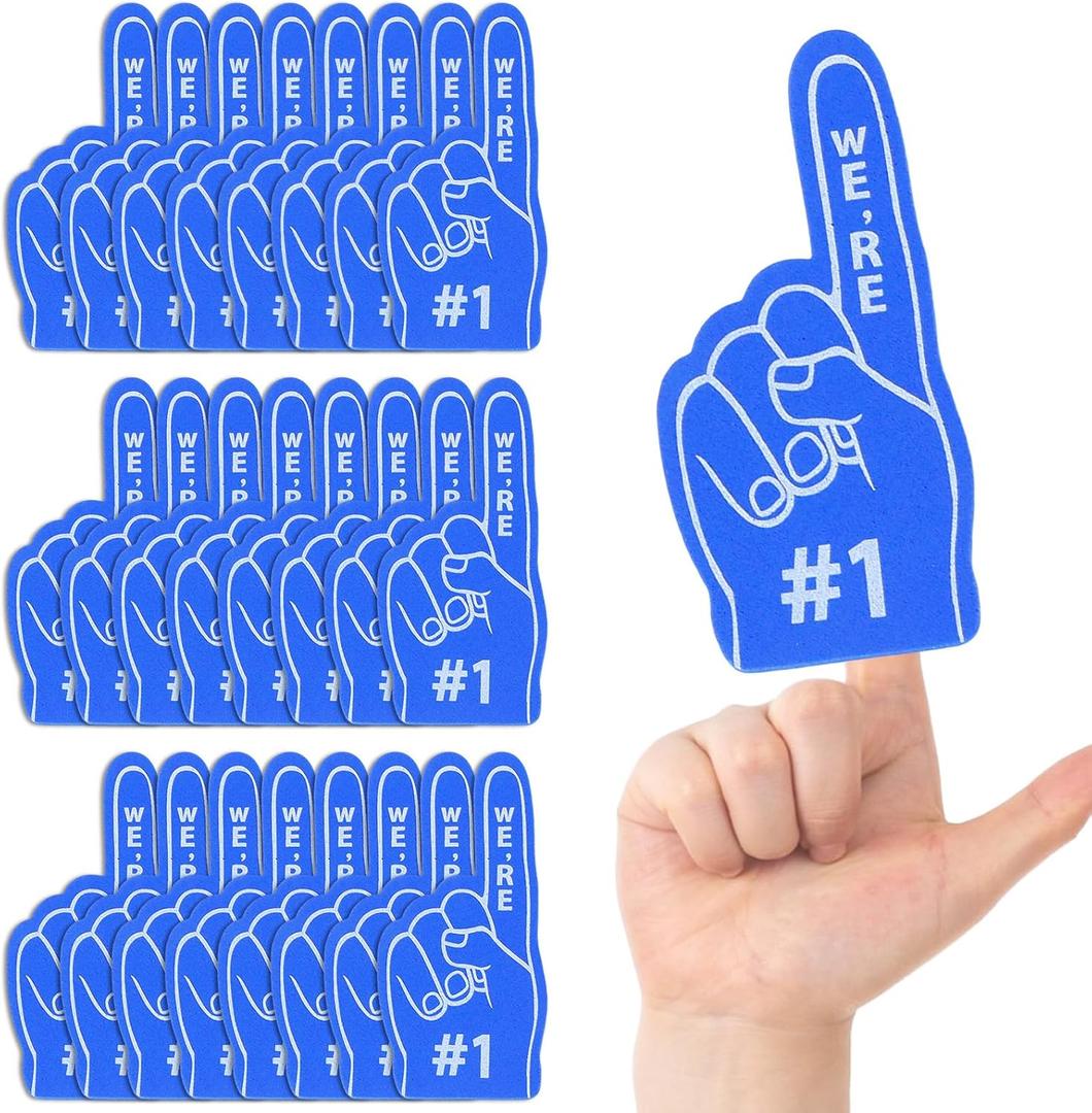 24 Pcs Mini Foam Fingers Baseball Party Favors We Are #1 Sports Foam Finger For Dodgers Fans Field Day Accessories Team Present Party Decorations (Blue)