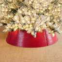 Glitzhome Christmas Tree Collar, 40.5" D Christmas Red Hammered Metal Tree Collar, Decorative Tree Stand Cover Tree Ring for Christmas Decor