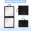 Fabuday Lighted Hanging Mirror for Dance Backstage - Rechargeable Folding LED Full Length Mirror with Lights for Dancers, Portable Foldable Travel Body Mirrors, Brightness Adjustable, Black