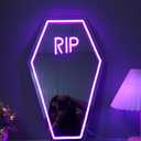 Gothic Coffin RIP Neon Mirror Sign, Purple, 7.7x13inches