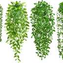 Palonu 4 Pack Faux Artificial Hanging Plants, Fake Potted Greenery with Eucalyptus Vine, Mandala, Pea Pod Leaves & String of Pearls in Pots for Office, Living Room, Bathroom, Indoor & Outdoor Dcor
