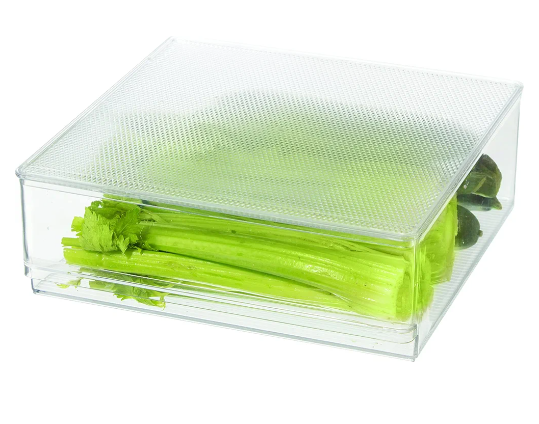 Oggi Fingergrip Lid Storage Bin, 12" x 12" x 4", Clear