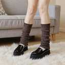 Leg Warmers for Women Winter Leg Warmers Y2k Cute Knit Long Socks for Girls (Brown)