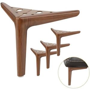 TAEYONK 6 inch Furniture Legs, Brushed Gold Metal Legs for Furniture Set of 4, Modern Triangle Legs for Couch Sofa Dresser Cabinet Chair Table Bed Replacement (Brown)