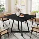Tribesigns Square Dining Table for 2, 31.5" Industrial Dinner Table with Metal Base, Kitchen Table for Dining Room, Small Space, Apartment
