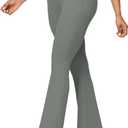 Sunzel Flare Leggings for Women with Pockets, Crossover Yoga Pants with Tummy Control, High Waisted and Wide Leg Side Pockets (Gray)