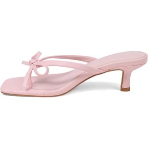 Mattiventon Kitten Heel Sandals Thong Sandals For Women Bow Heels Slip On Flip Flops Square Toe Summer Cute Party Dress Shoes (8, Pink)