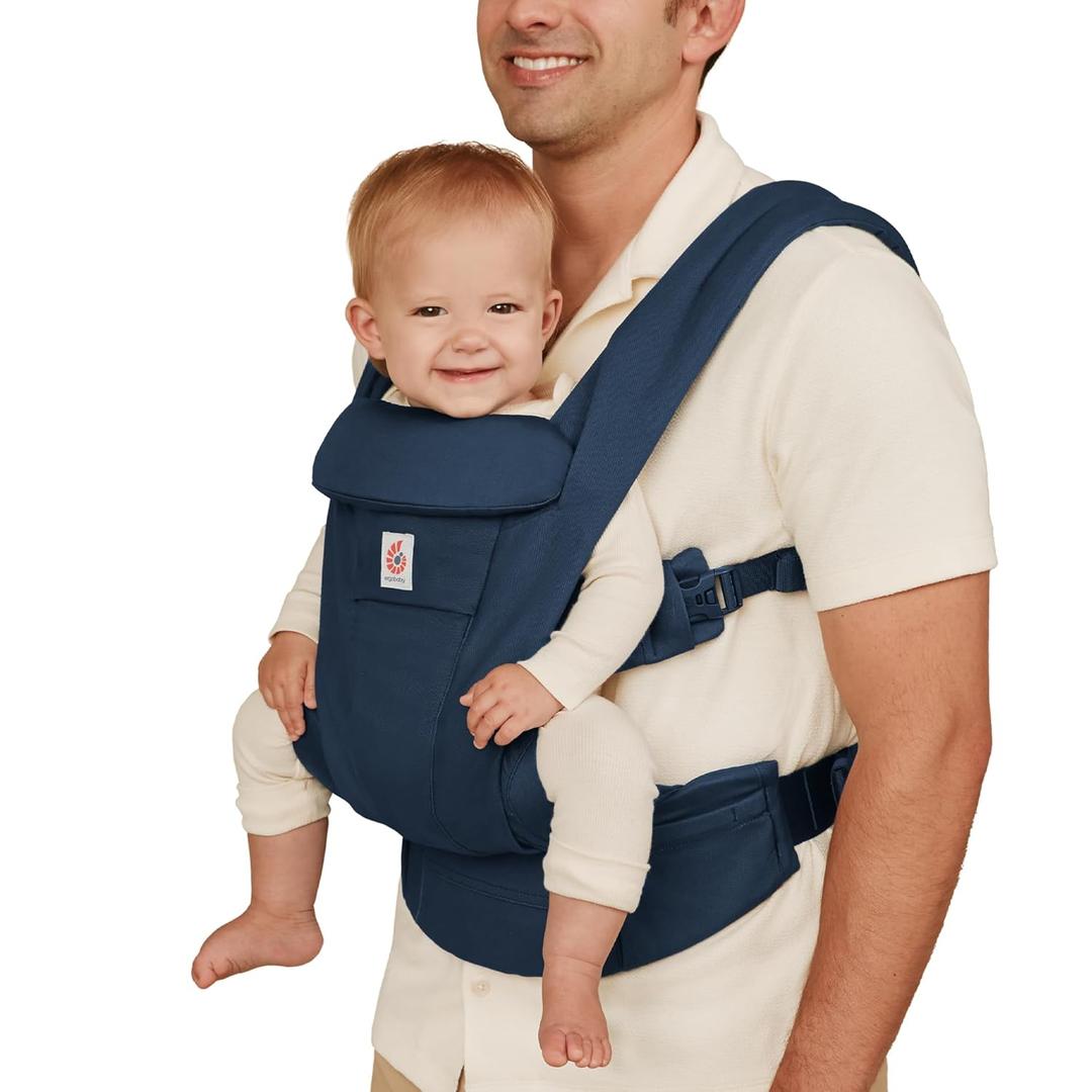 Ergobaby Omni Deluxe Baby Sling Carrier Newborn to Toddler - Breathable Baby Carriers for Summer - All-Position Carrier with Enhanced Lumbar Support & Airflow (7-45 Pounds), Cotton, Midnight Blue