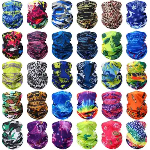 Tarpop 30 Pcs Neck Gaiters Scarf Elastic Wrap Headband Sweat Absorbing Bandana for Women Men Sports Yoga Running