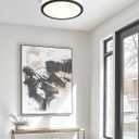 LED Flush Mount Ceiling Light, 15 inch, 24W Dimmable 3000K 4000K 5000K Matte Black Modern Round Ceiling Light Fixture for Kitchen, Hallway, Bathroom, Stairwell, LMS-054
