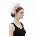 Fascinators Hats for Women, Derby Fascinator Headband, Lightweight Tea Party Hat, 2-in-1 Clip, Cocktail Wedding (Pink)