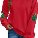 UNIQUEONE Christmas Sweatshirt Women Christmas Xmas Sweater Merry and Bright Long Sleeve Shirts Holiday Pullover Tops (Red)