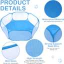 VitalCozy Hamster Playpen with Mat Small Animal Cage Tent Breathable Transparent Guinea Pig Playpen Waterproof Portable Yard Fence Mat Foldable Exercise Playpen Outdoor Indoor (Blue,Star)