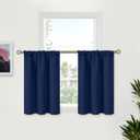 BGment Half Window Curtains 30 Inches Length 2 Panels for Kitchen Cafe - Small Navy Blue Blackout Drapes with Rod Pocket for Bathroom Basement Room Darkening Privacy, 29 x 30 Inch