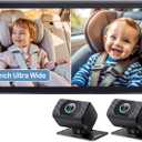 2-Kids Baby Car Camera for Seat: 6.9 Inch Ultrawide Display with Two Cameras Rear Facing - USB Powered Backseat Camera HD 1080P Easy to Install (B lack)