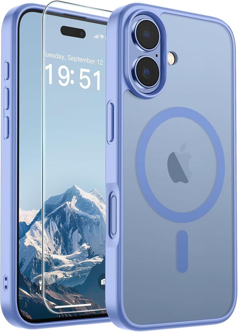 SUPFINE Magnetic for iPhone 17 Case (Compatible with MagSafe)(Military Grade Drop Protection) Translucent Matte Shockproof with Anti-Fingerprint Phone Cover, Blue Purple