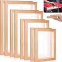 CroBlissful 8 Pcs 4 Size 160 Mesh Wood Silk Screen Printing Frame High Tension Nylon Mesh for Screen Printing Fabric Paper Beginners 10 "x 14 ", 8 "x 12 ", 6" x 10", 5"×9"