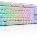 HUO JI E-Yooso Z-88 Wired Typewriter Style Mechanical Gaming Keyboard, Programmable RGB Backlit, Blue Switches - Clicky, USB-C Cable, Metal Panel, 104 Double-Shot Keycaps for PC, White