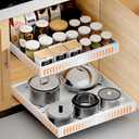 1 Pack Pull out Cabinet Organizer Expandable Width(12"-20") and 21"Depth, No Drill Adjustable Slide Out Drawers for Kitchen, Cabinets With 3 Slide Rails,Magnetic Panel, Adhesive Roll out Shelves