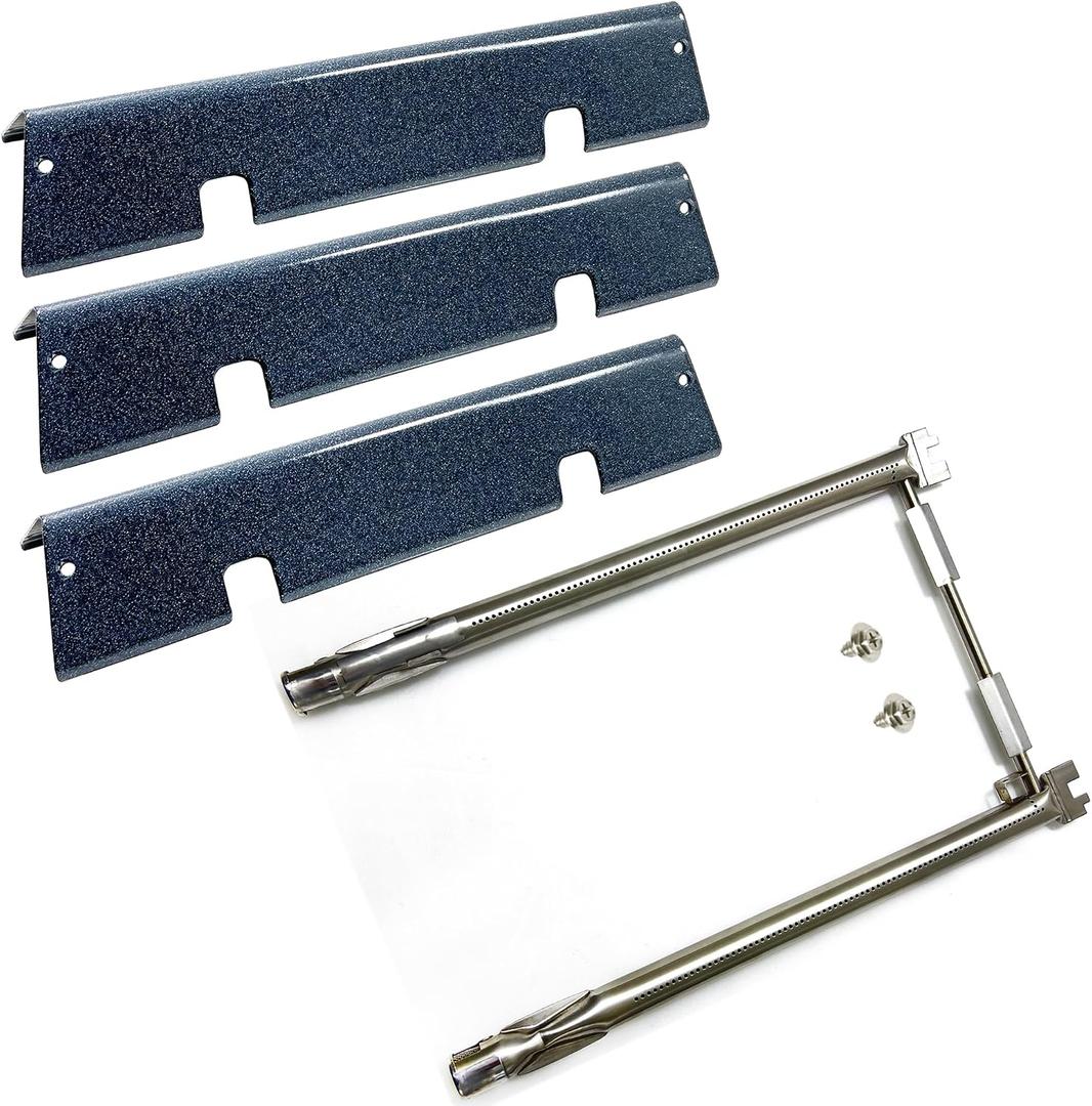 Kit DG271 15.3" 7635 Porcelain Steel Flavorizer Bars and 69785 Stainless Steel Grill Burner Tubes for Weber Spirit I & II 200 with Front Control, Spirit E210, E220, S210, S220