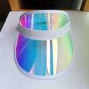 3 Pack Colored Sun Visor Hat Women Men Plastic Clear Visors Hats (White)