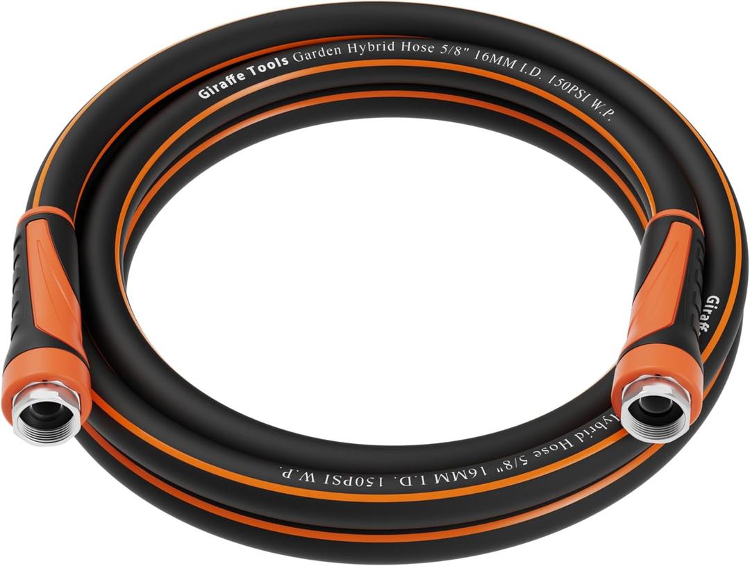 Giraffe Tools Garden Leader Hose 10ft x 5/8", Short Water Hose Heavy Duty, Flexible, Lightweight Hybrid Hose with Swivel Handle, Double Female Fittings, Burst 600 PSI