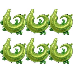 6 Pcs Crocodile Balloons Foil Helium Crocodile Shaped Animal Party Balloons Cartoon Animal Woodland Balloon for Jungle Safari Theme Backdrop Kids Birthday Party Decorations Supplies